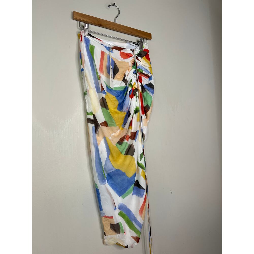 NWT Just Bee Queen Wrap Top and Minela Ruched Skirt SET in Abstract Leaf Print - Picture 8 of 12